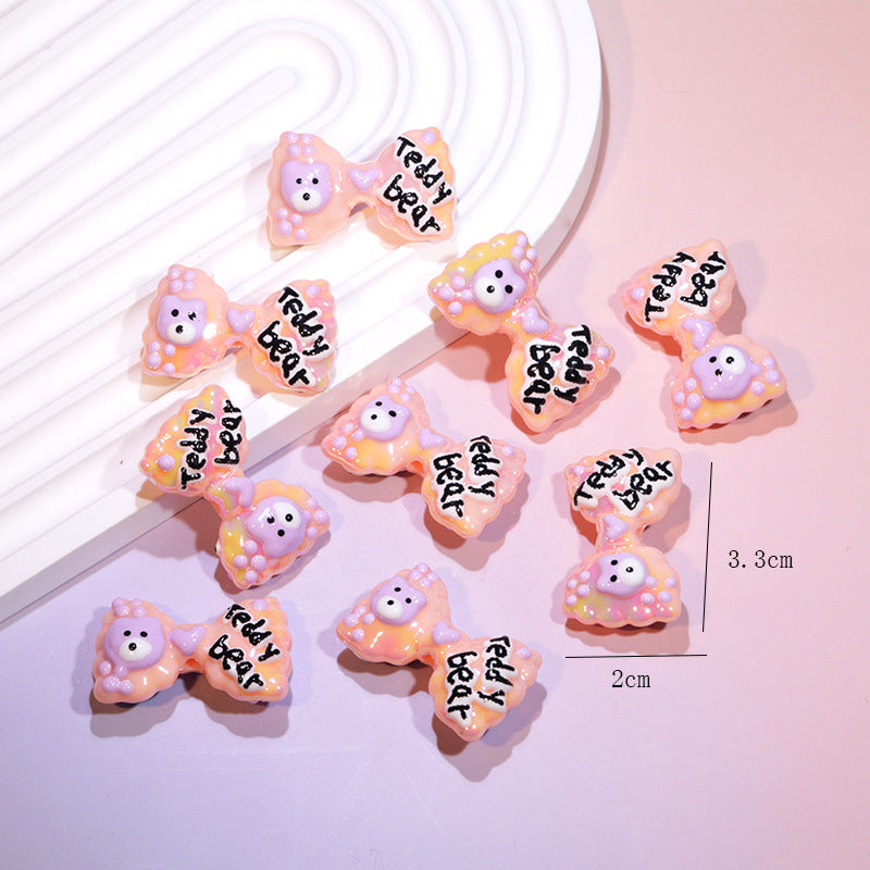 Wholesale Cute cartoon heavy oil double-sided hand-painted bow acrylic beads